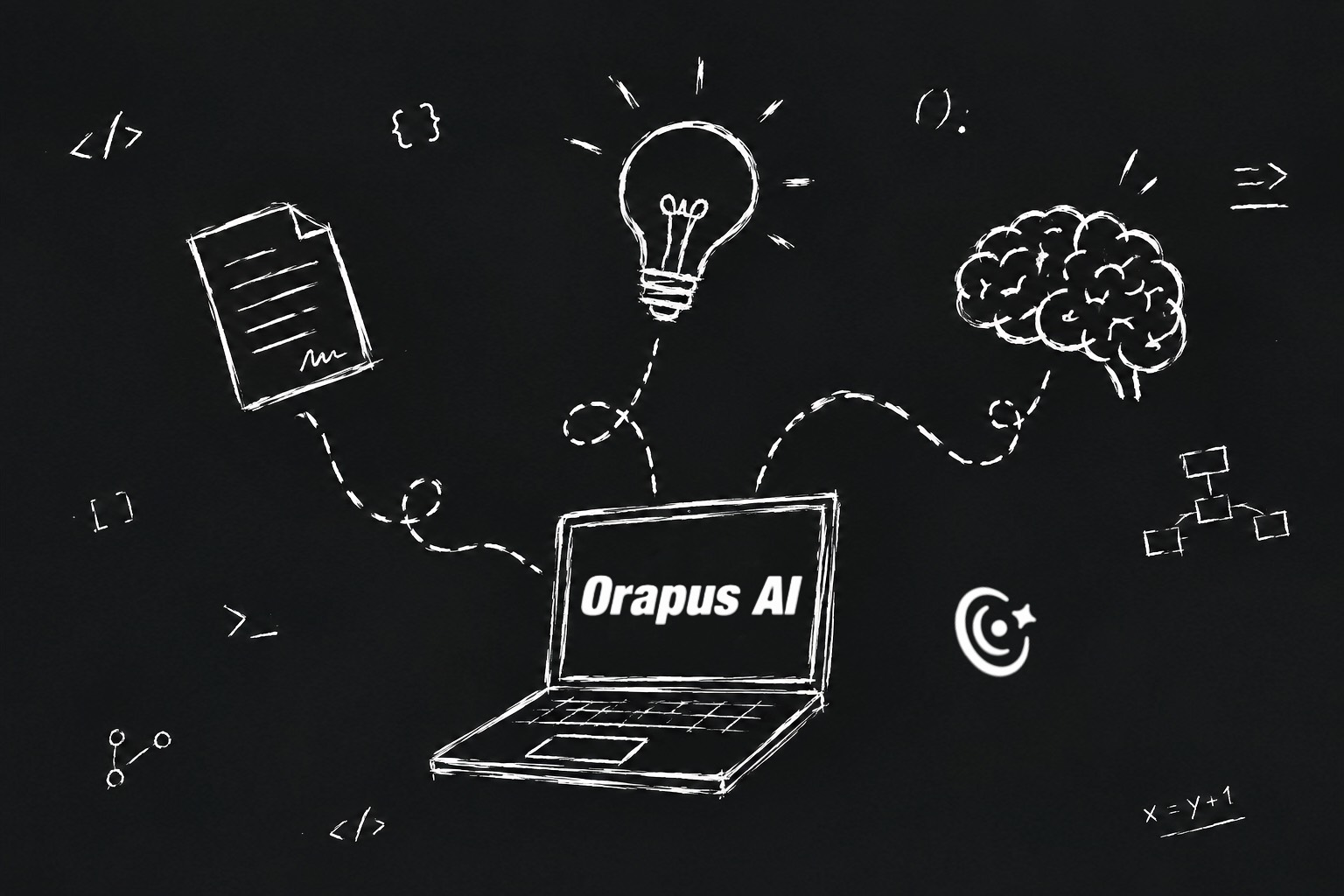 Hand-drawn Orapus AI ideas and workflow illustration